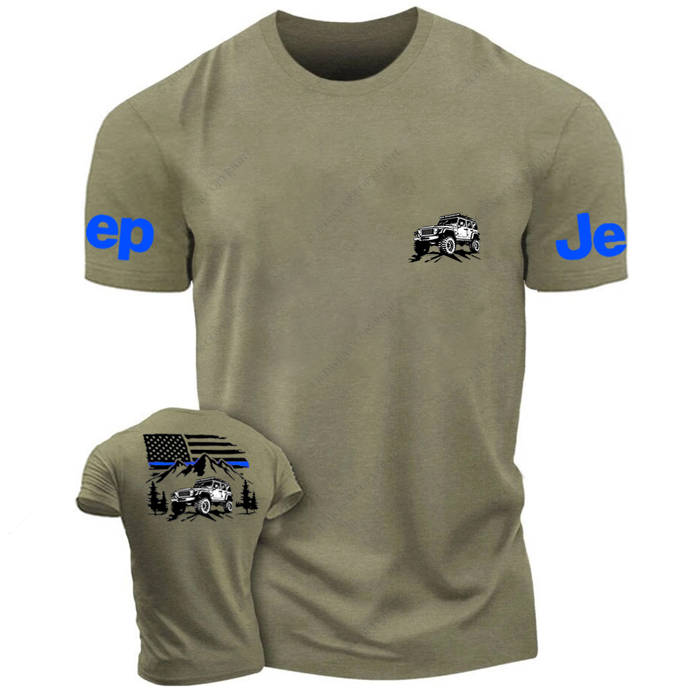 Jp Police Blue Line American Flag Mountains Silhouette Jp T-Shirt