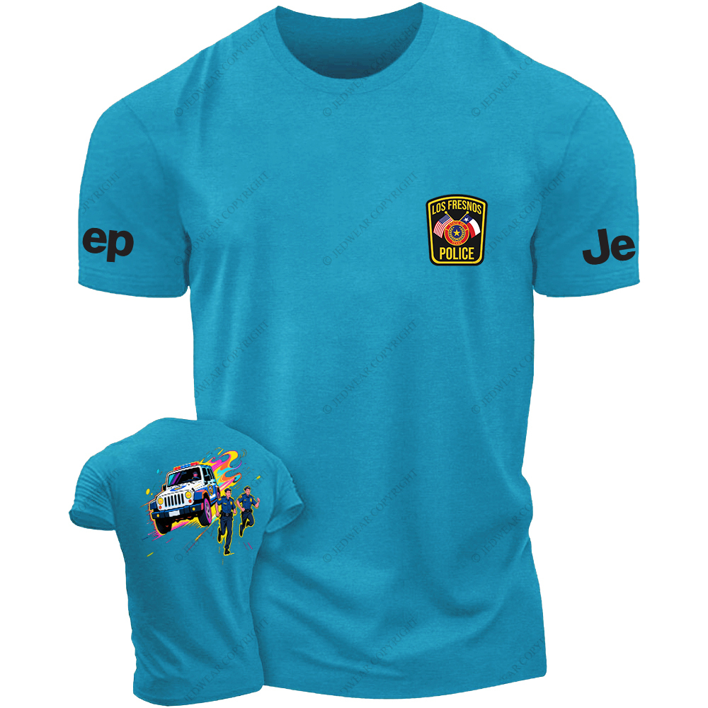 Police Car And Running Policeman JP T-Shirt