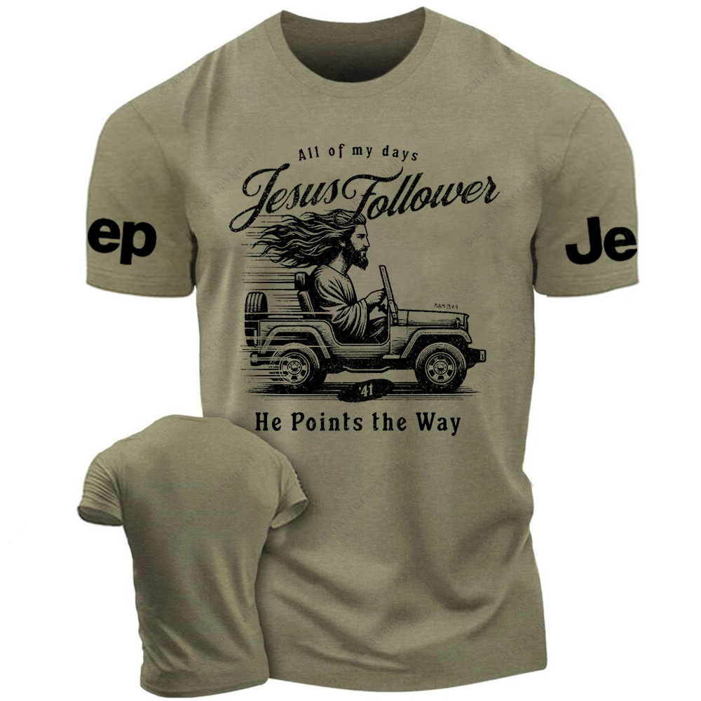 Follower Of Jesus Religion He Points The Way Jp T-Shirt