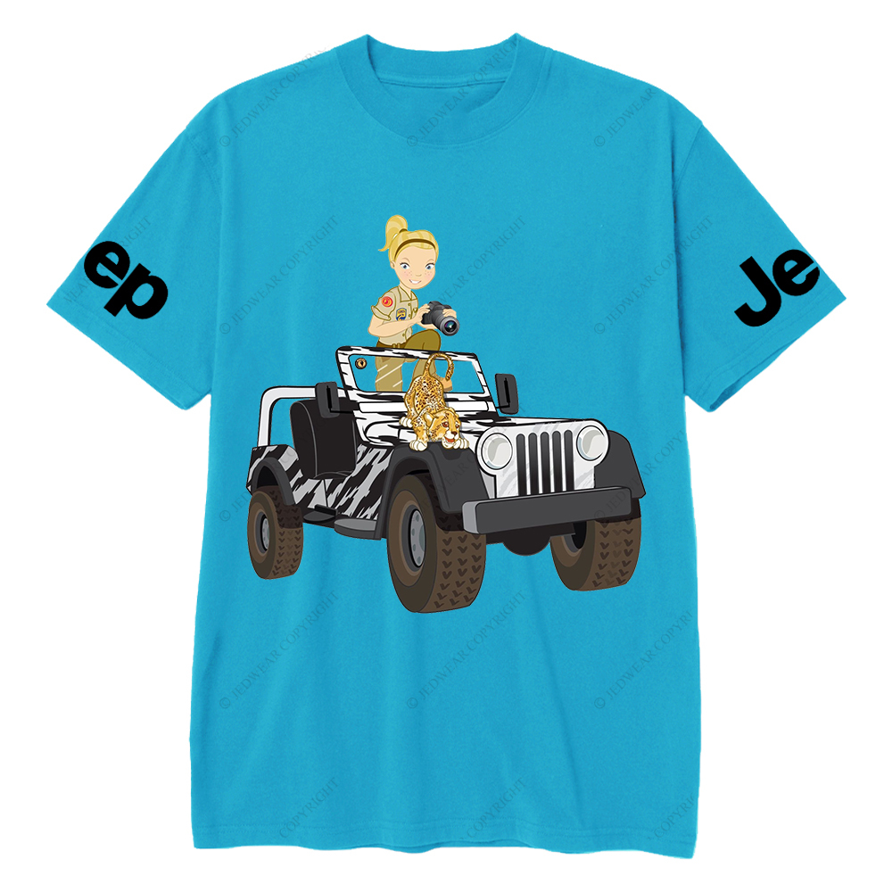 Cartoon Girl And Tiger Holding Camera Jp T-Shirt