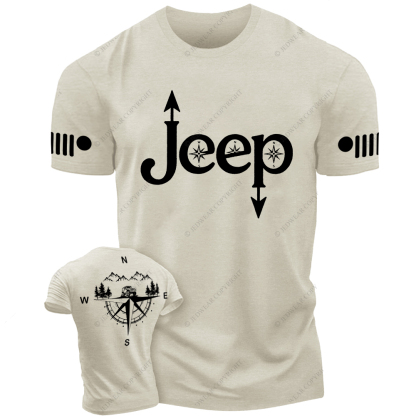 Compass Mountains And Trees Front And Rear Design Jp T-Shirt