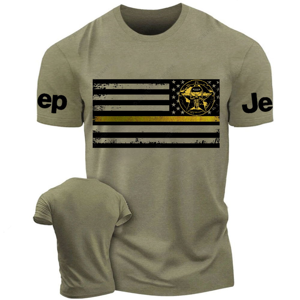 Reverse Thin Yellow Line Metal American Flag Jp T-Shirt