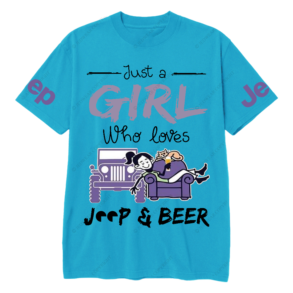 Just A Girl Who Loves Car And Beer Jp T-Shirt
