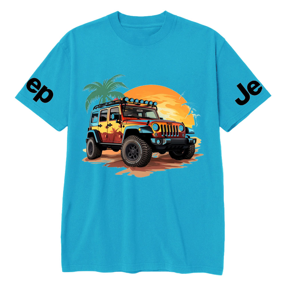 Palm Tree Sunset Maple Leaf Jp and Beach T-Shirt