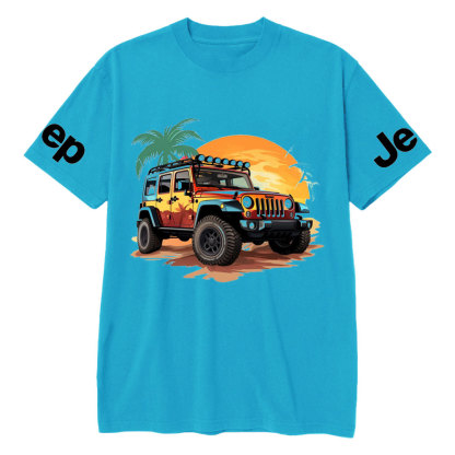 Palm Tree Sunset Maple Leaf Jp and Beach T-Shirt