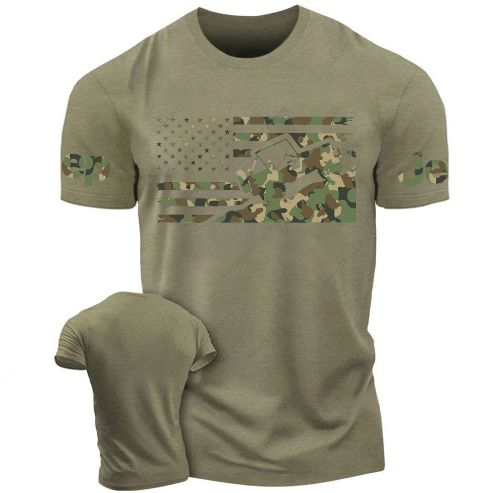 Willys  Camouflage Color American Flag Jp T-Shirt