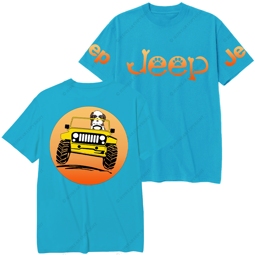 Shih Tzu Dog Driving Off-Road Sunset  Jp T-Shirt
