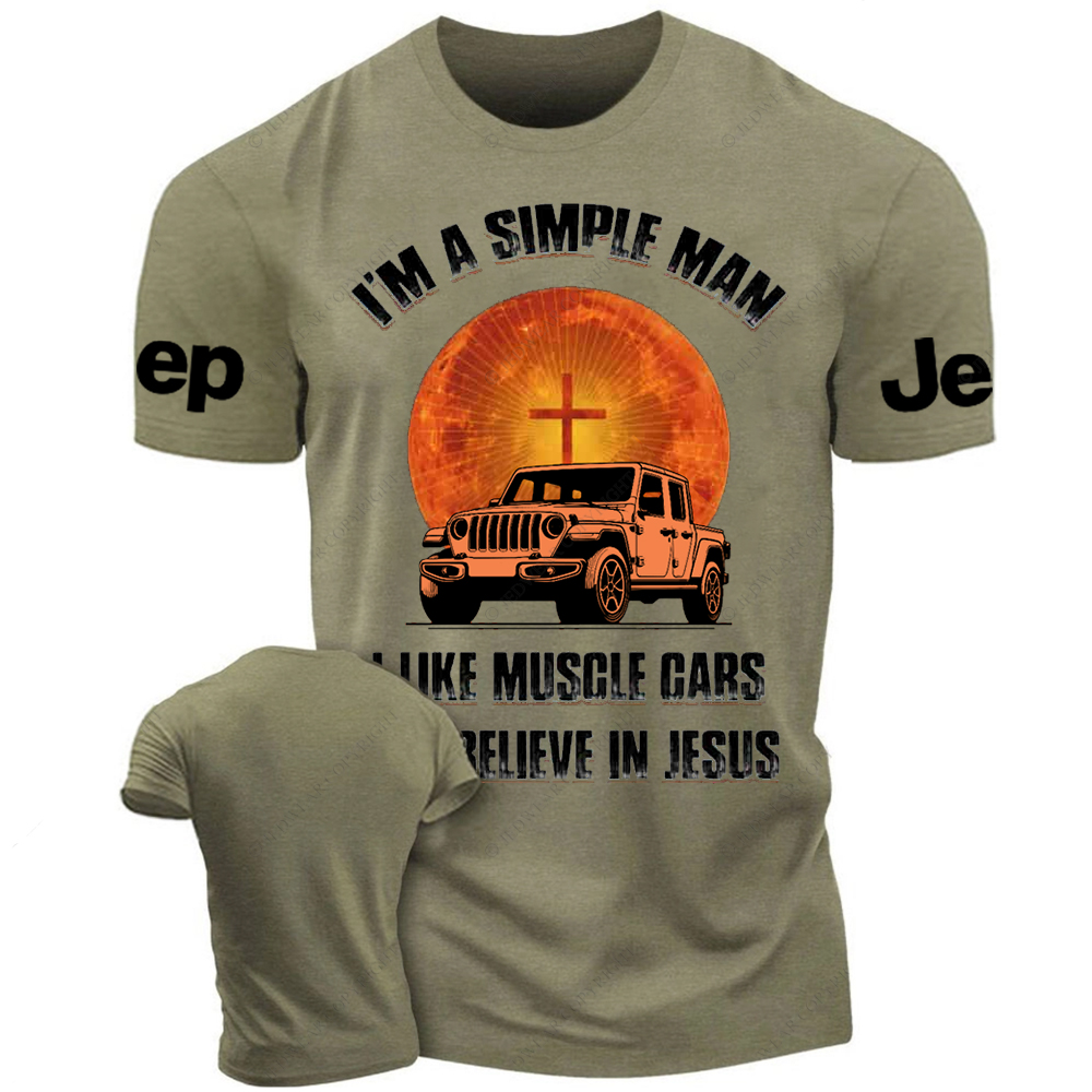 Religion I Am A Simple Man I Like Drag Racing And Believe In Jesus Jp T-Shirt