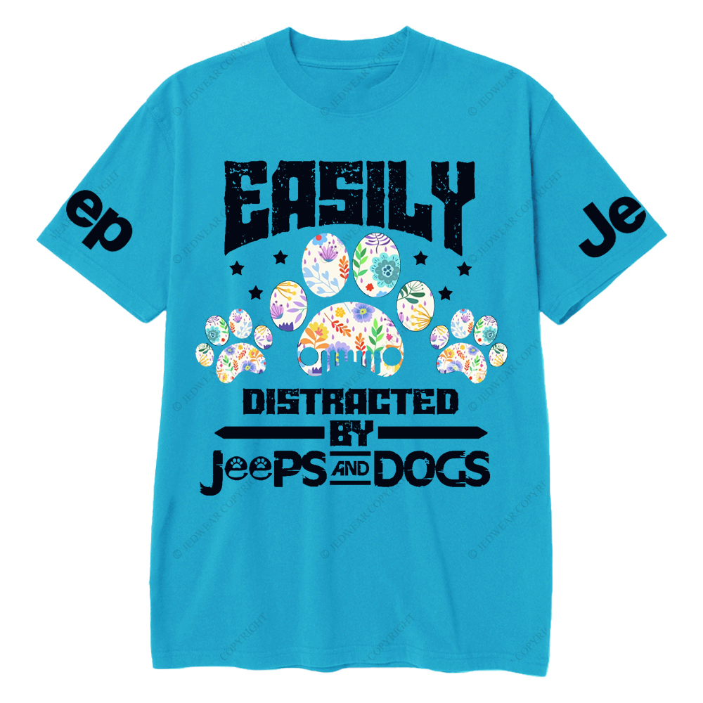 Easily Distracted By Car And Dogs Pet Paw Jp T-Shirt