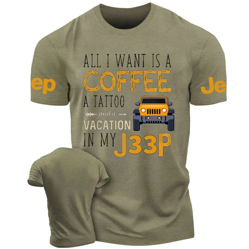 All I Want Is A Coffee A Tattoo And A Vacation In My Car Jp T-Shirt 