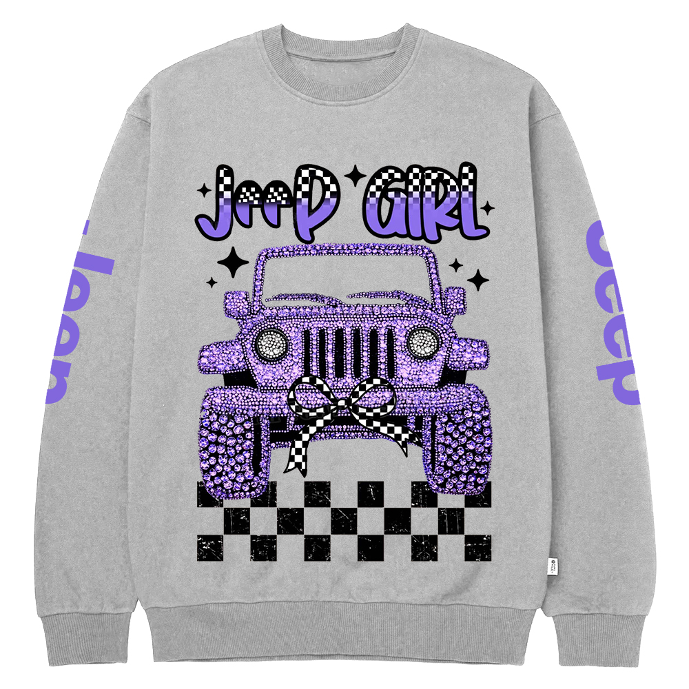 Girl Purple Car Bling Bling Jp Crew Neck Sweatshirt