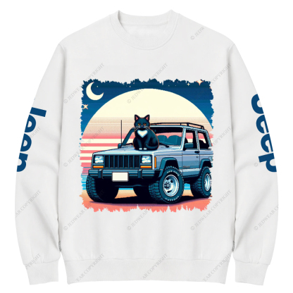 The Cat Sit On The Cherokee XJ Jp Casual Hoodie