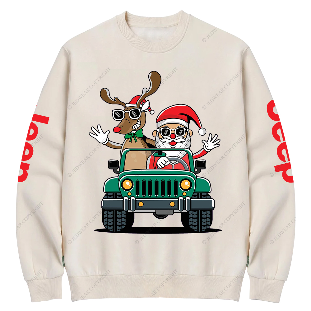 Santa And Reindeer Driving Christmas Jp Casual Hoodie