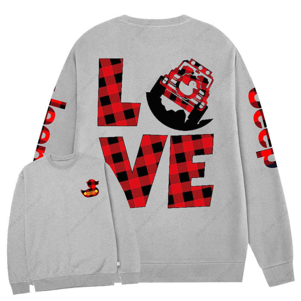Christmas Black And Red Duck Love Car Jp Crew Neck Sweatshirt