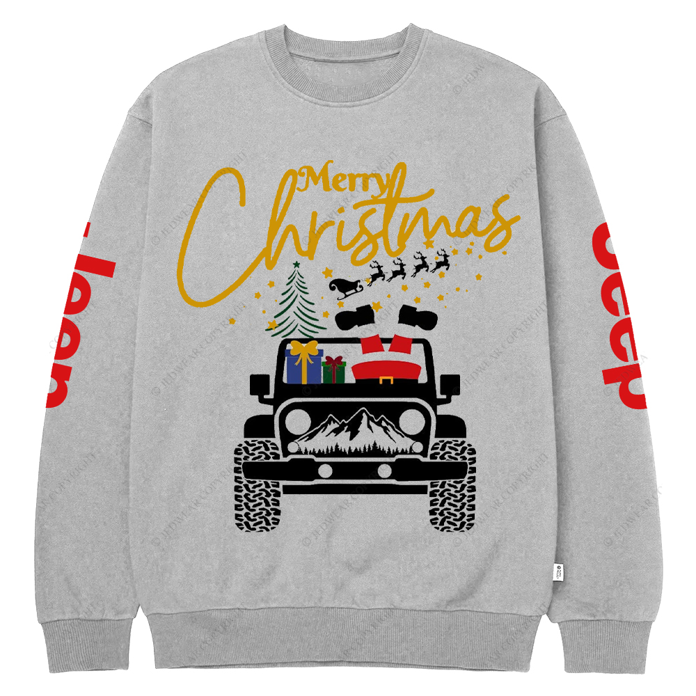 Merry Christmas Car Mountain Jp Crew Neck Sweatshirt