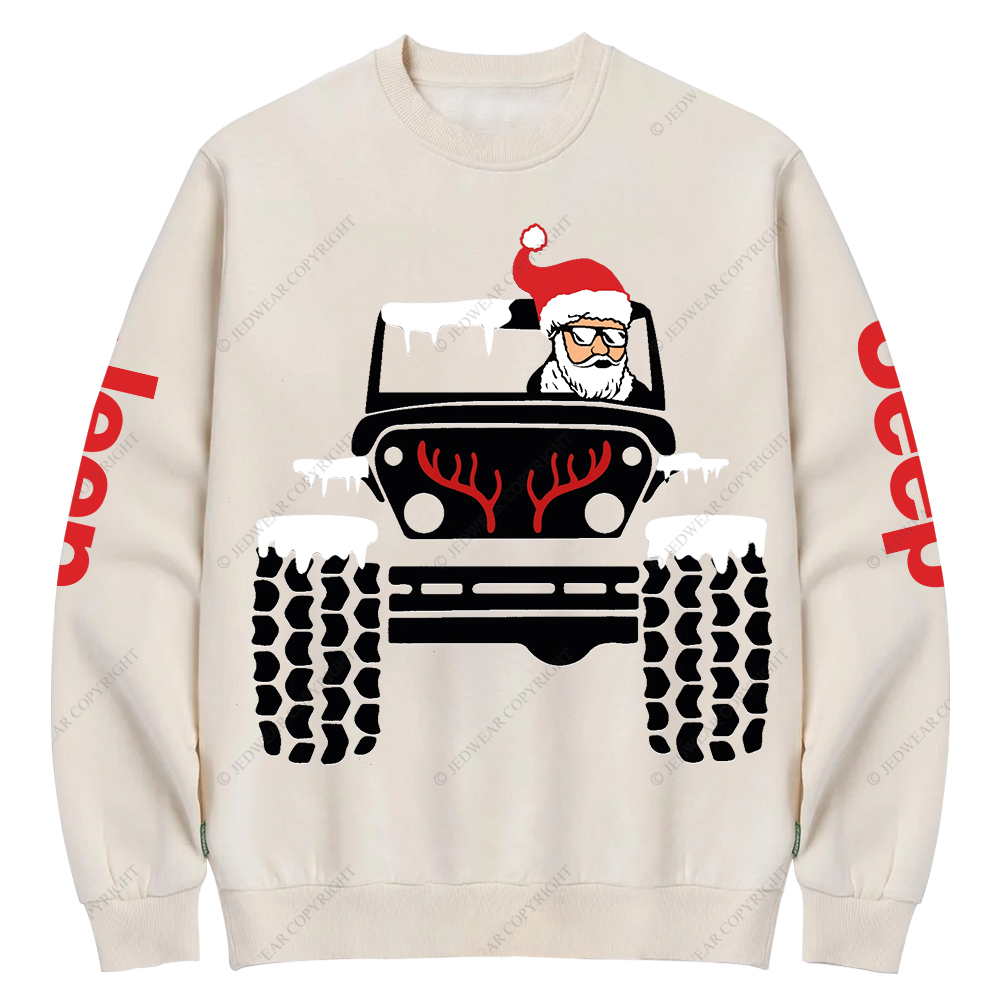 Christmas Santa Claus Driving Offroad Jp Crew Neck Sweatshirt