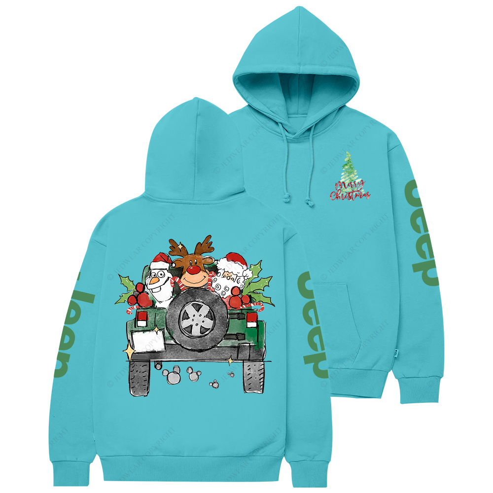 Car Merry Christmas Deer Snowman Santa Mouse Ears  Jp Casual Hoodie
