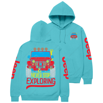 Never Stop Exploring Retro Style Jp Casual Hoodie