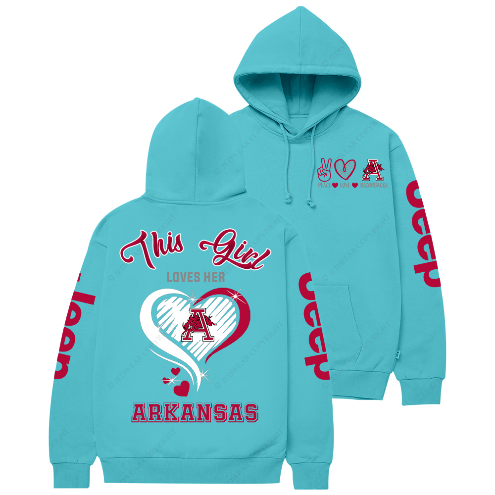 This Girl Loves Her Arkansas Razorbacks Jp Casual Hoodie