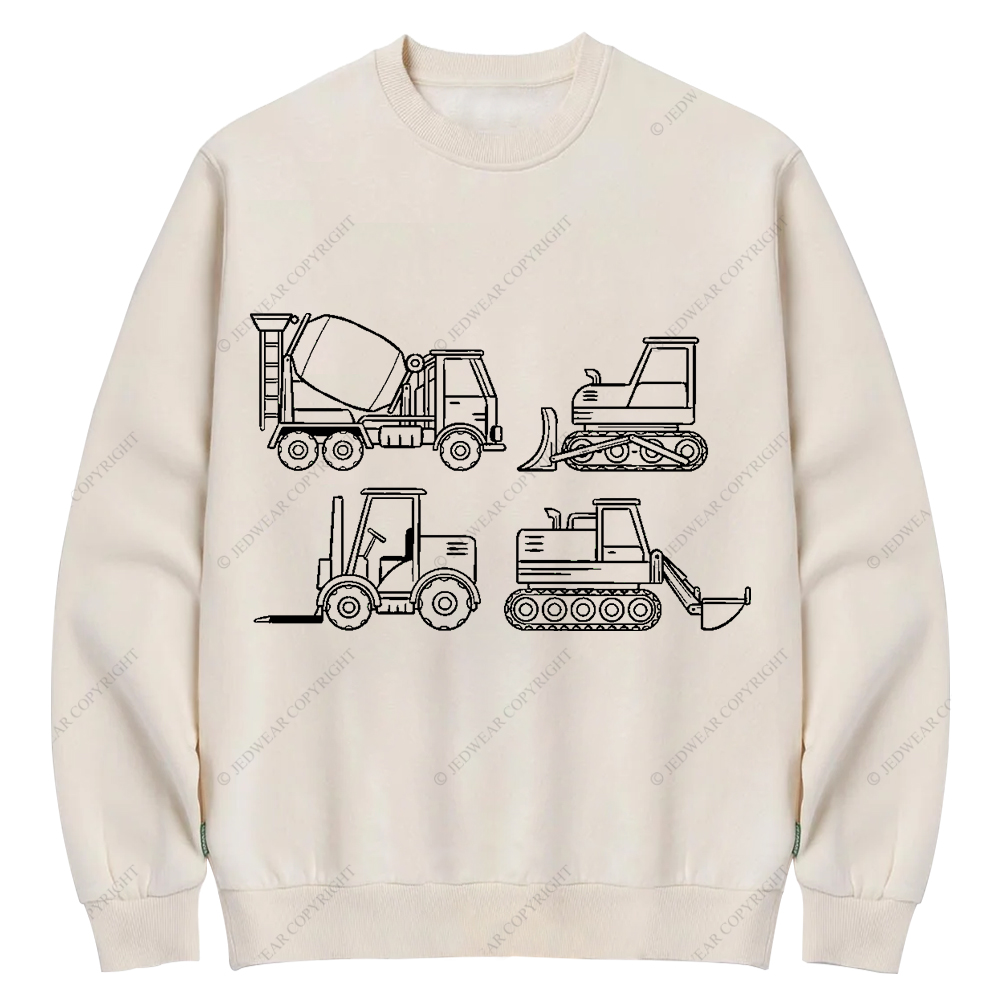 4 Construction Trucks Jp Crew Neck Sweatshirt