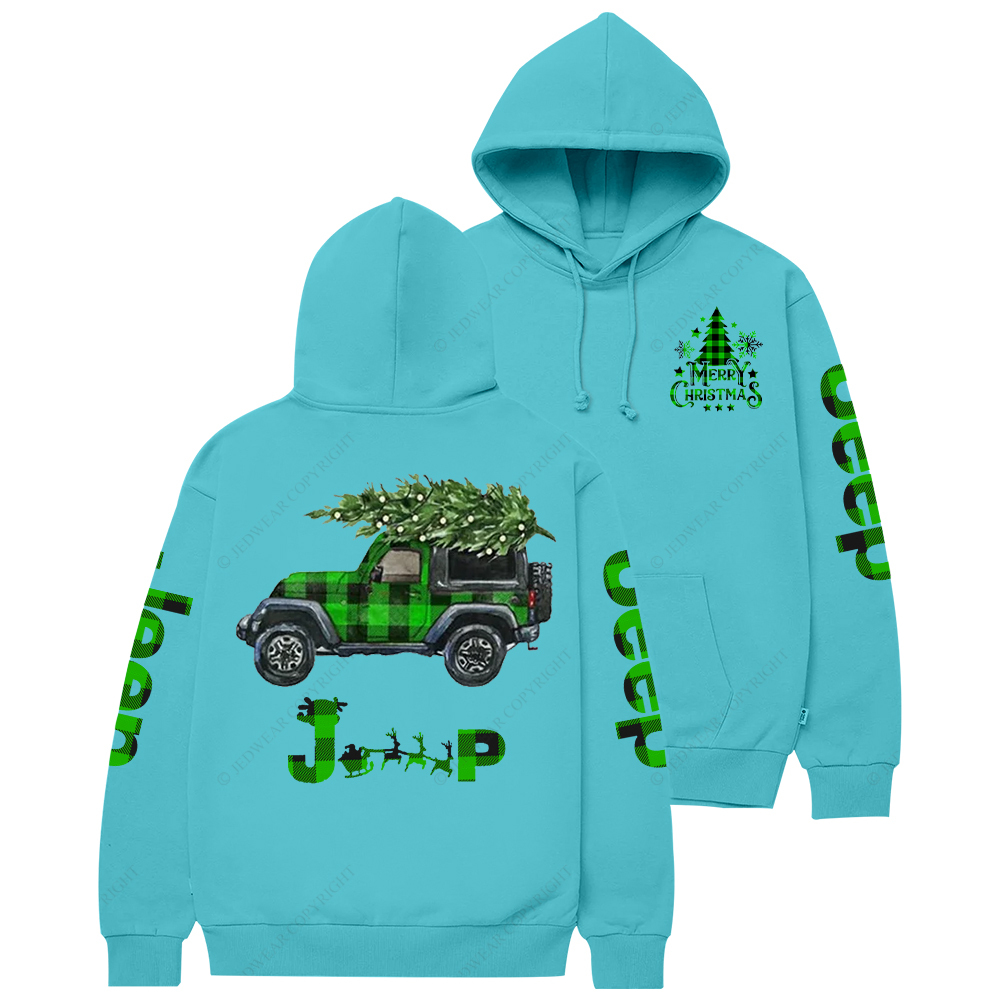 Merry Christmas Green Black Plaid Jp Casual Hoodie