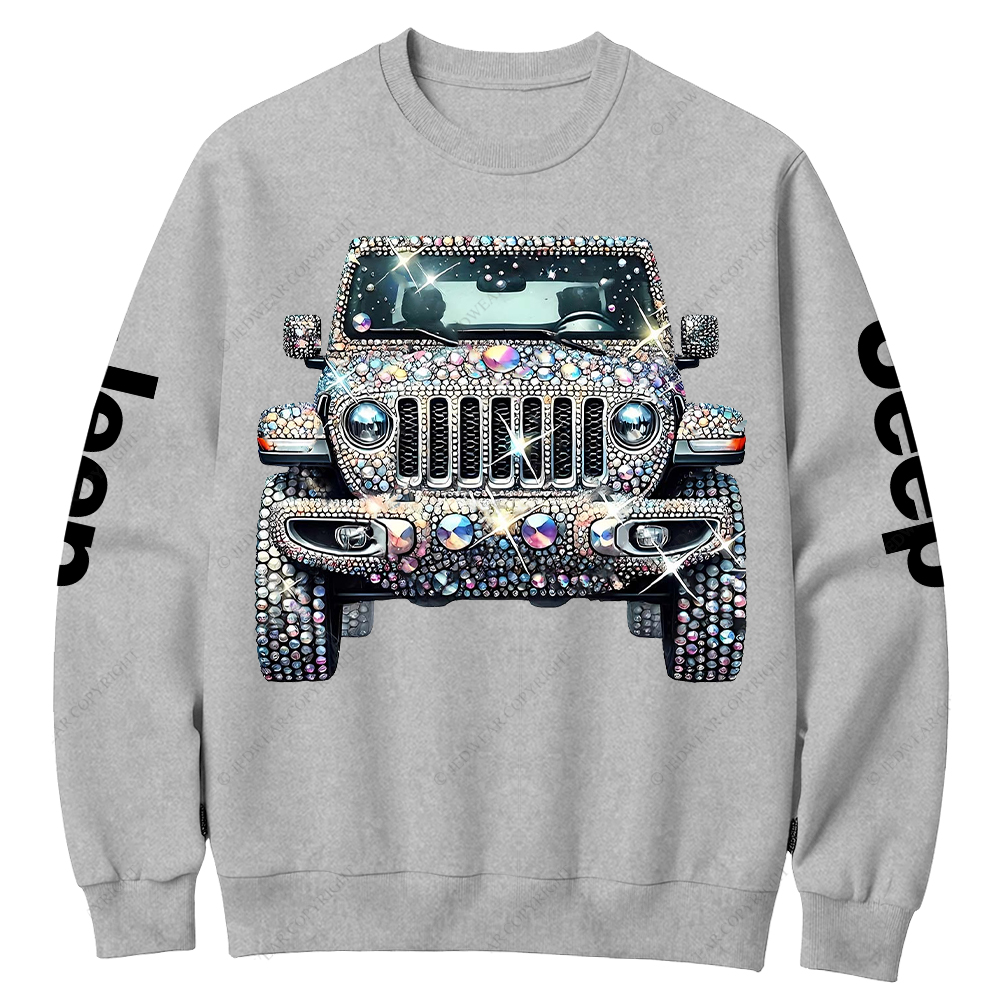 Bling Sparkle Rhinestone Car Glam Girl Jp Crew Neck Sweatshirt