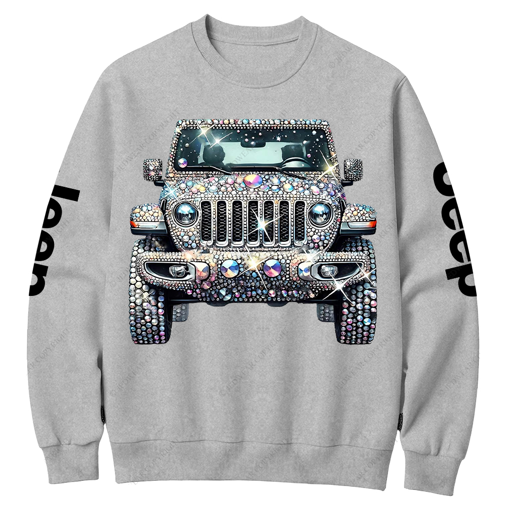 Bling Sparkle Rhinestone Car Glam Girl Jp Crew Neck Sweatshirt