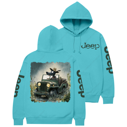 Dog Driving A Car In The Rain Jp Casual Hoodie