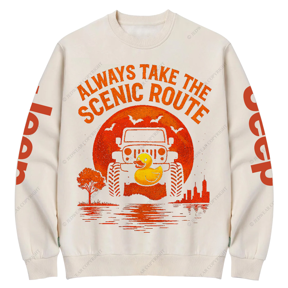 Duck Always Take The Scenic Route Jp Crew Neck Sweatshirt