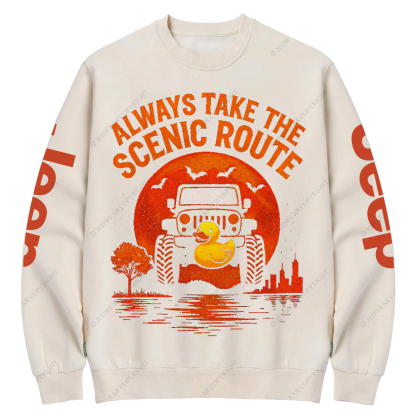 Duck Always Take The Scenic Route Jp Crew Neck Sweatshirt