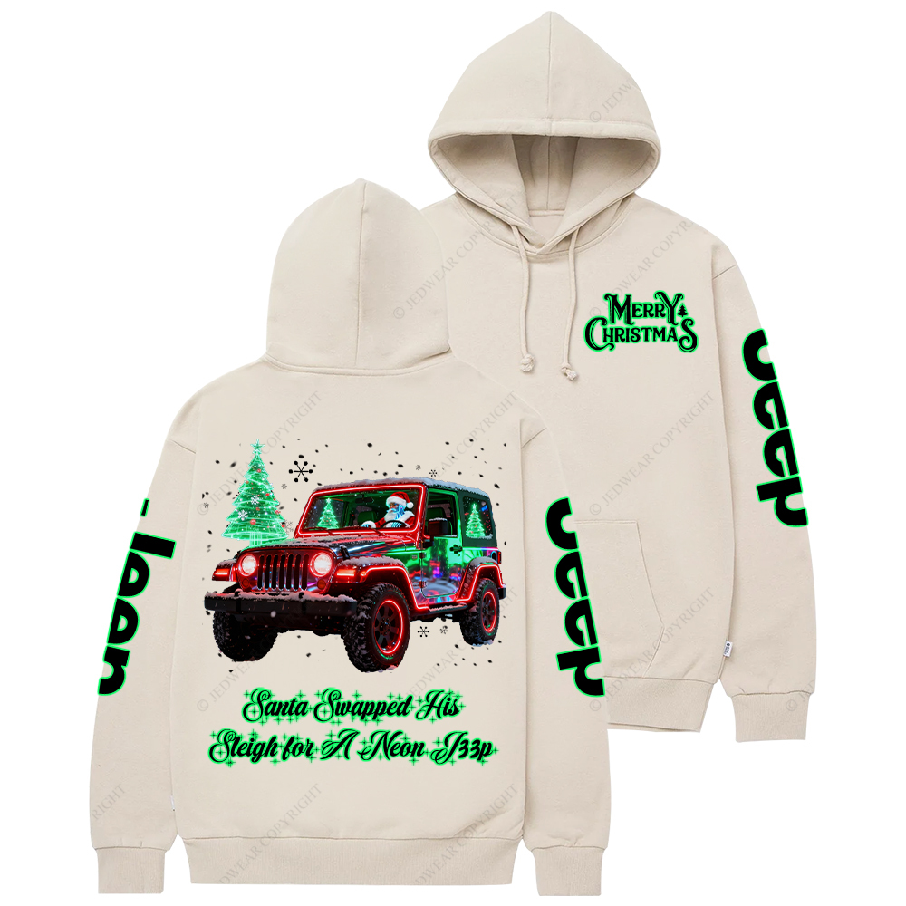 Santa Swapped His Sleigh for A Neon Merry Christmas Jp Casual Hoodie