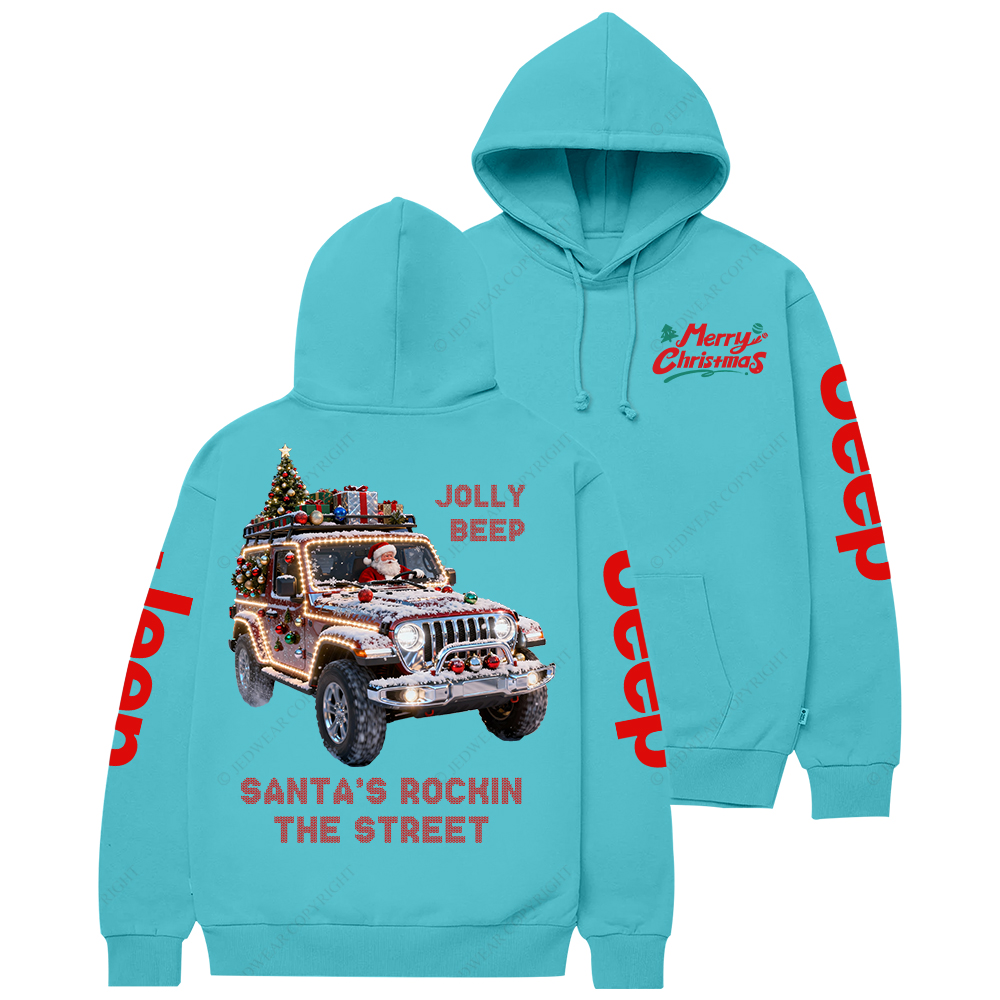 Santa’s Rockin The Street Merry Christmas Jp Casual Hoodie