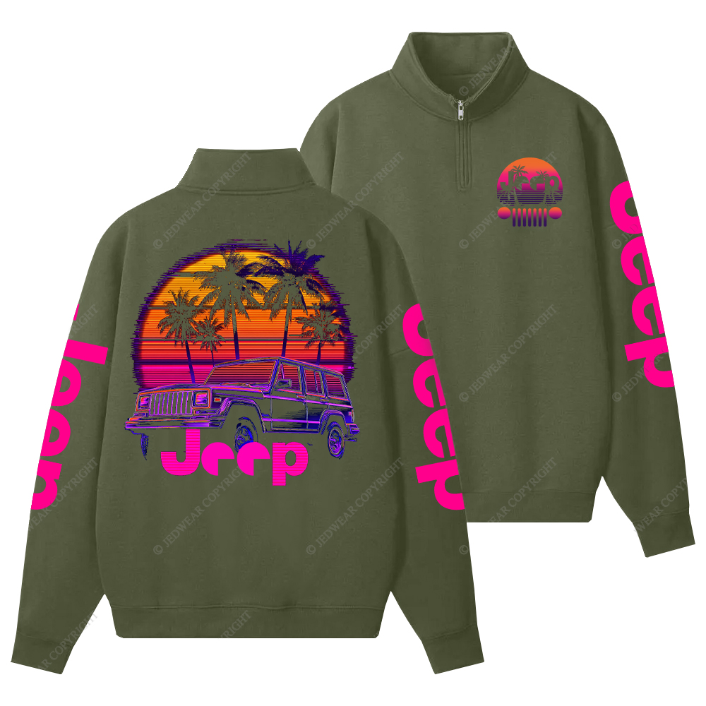Palm Trees Beach Jp Half-Zip Jacket Sweatshirt
