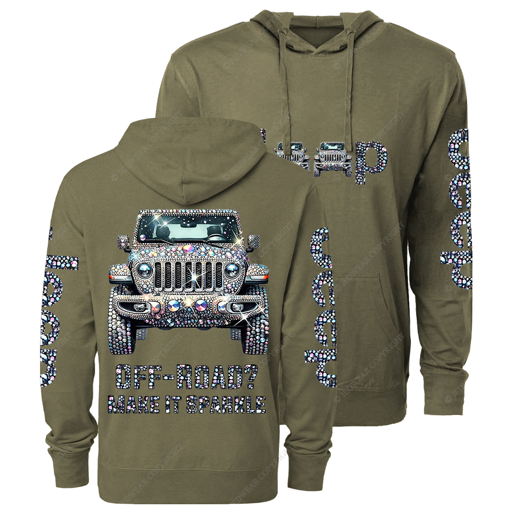 Bling Sparkle Rhinestone Car Glam Girl Jp Oversized Lightweight Hoodie   