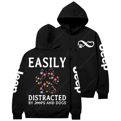 Easily Distracted By Cars And Dogs Jp Casual Hoodie