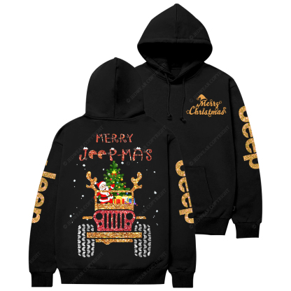 Christmas Santa Claus Driving A Red Car Jp Casual Hoodie