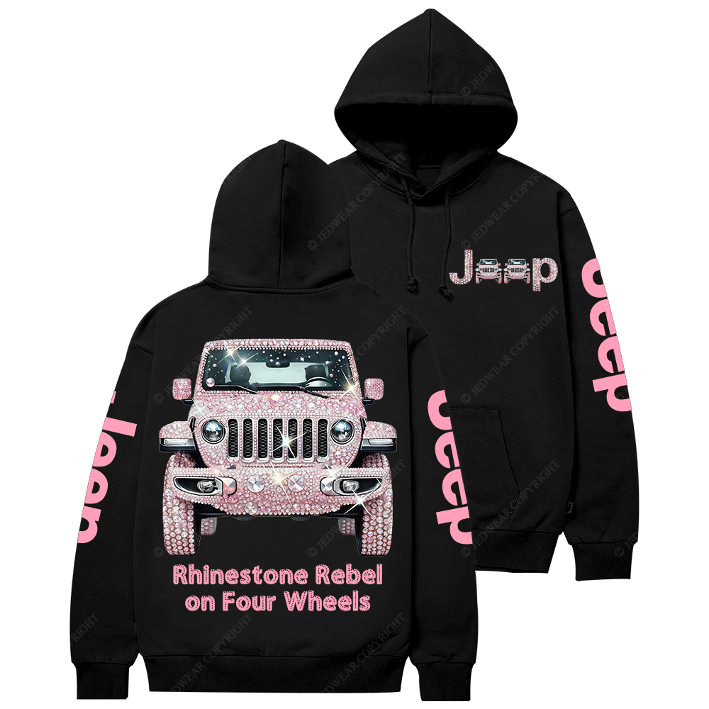 Pink Bling Sparkle Rhinestone Car Glam Girl Jp Casual Hoodie