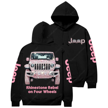 Pink Bling Sparkle Rhinestone Car Glam Girl Jp Casual Hoodie
