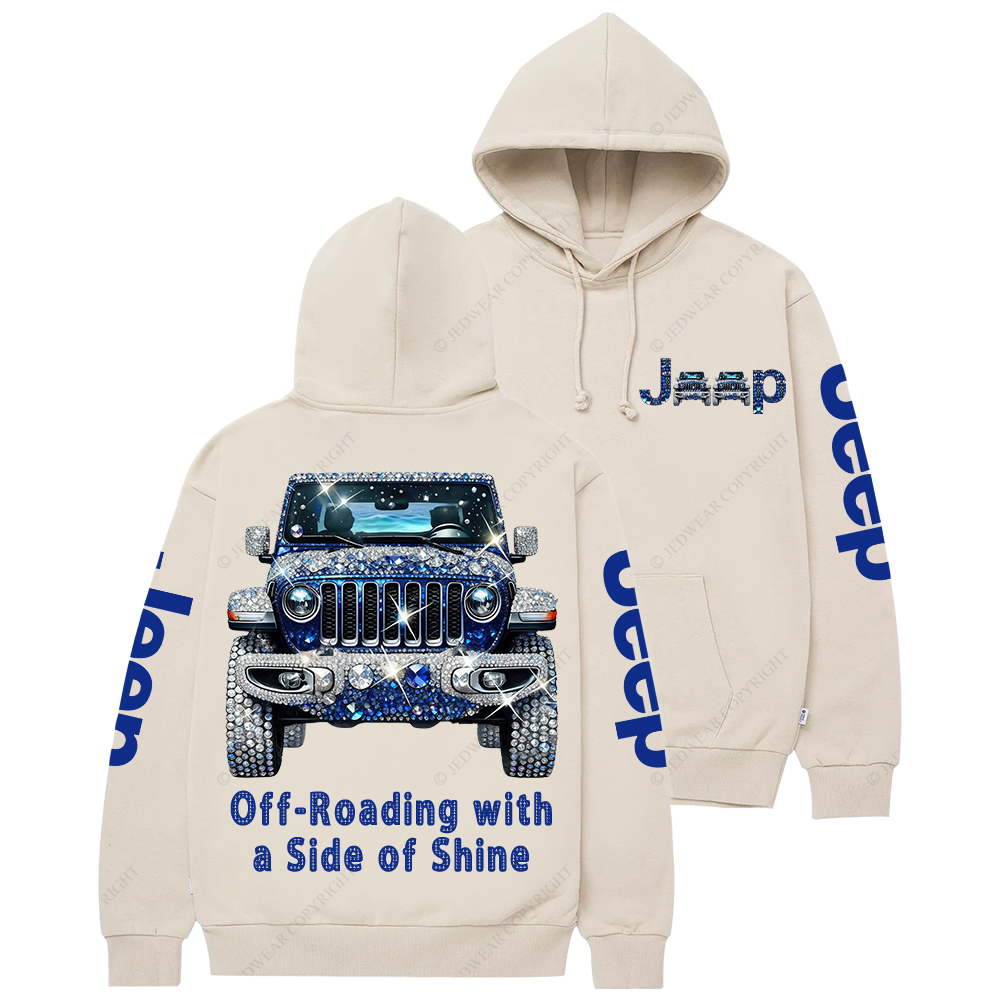 Blue Bling Sparkle Rhinestone Car Glam Girl Jp Casual Hoodie