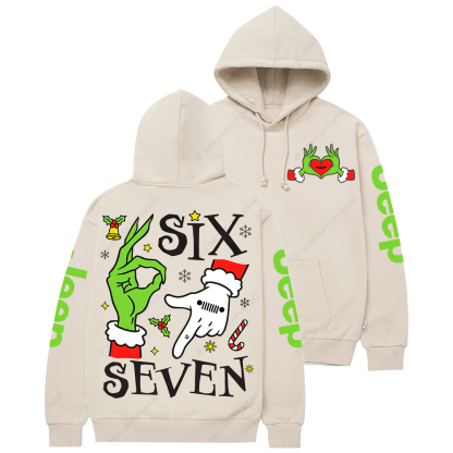 Six Seven Christmas Slang Xmas Meme Funny Number Jp Casual Hoodie