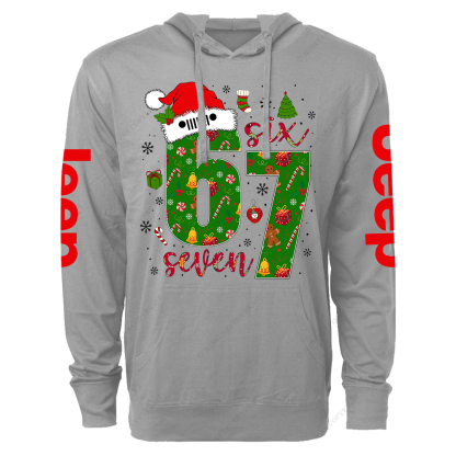 Funny Six Seven Meme Christmas Funny Internet Joke Jp Oversized Lightweight Hoodie   