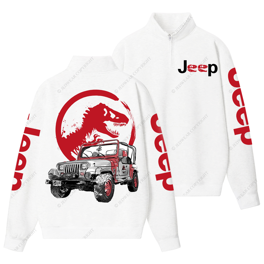 Dinosaur On The Back Of An Off-Road Vehicle Jp Half-Zip Jacket Sweatshirt