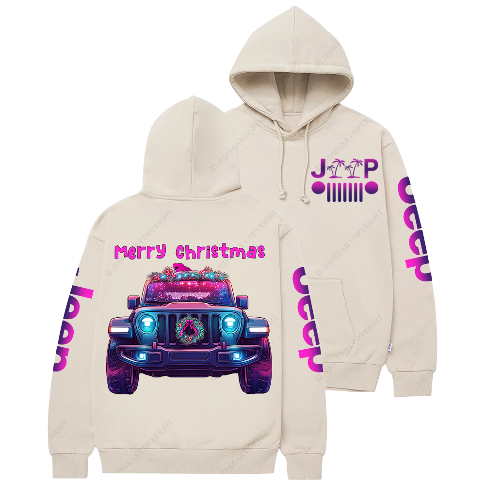 Colorful Merry Christmas Car Jp Casual Hoodie