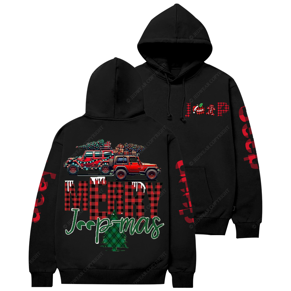 Merry Christmas Red And Black Plaid Jp Casual Hoodie