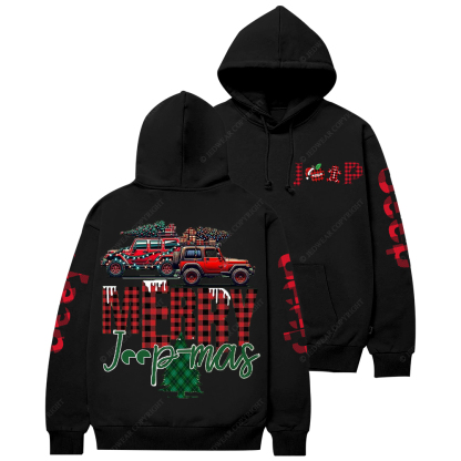 Merry Christmas Red And Black Plaid Jp Casual Hoodie
