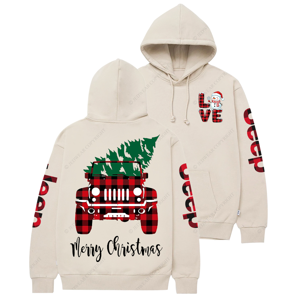 Merry Christmas Tree Red And Black Plaid Jp Casual Hoodie