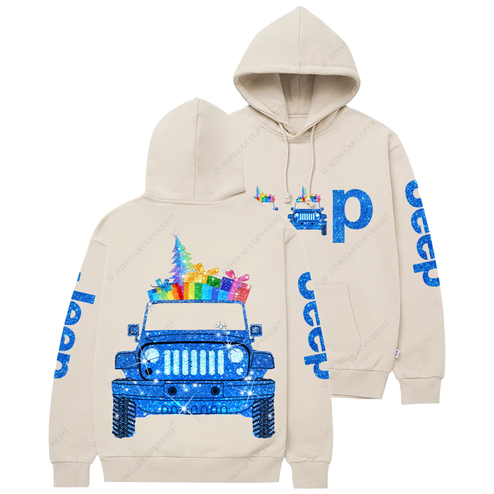 Merry Christmas Blue Bling Car Jp Casual Hoodie