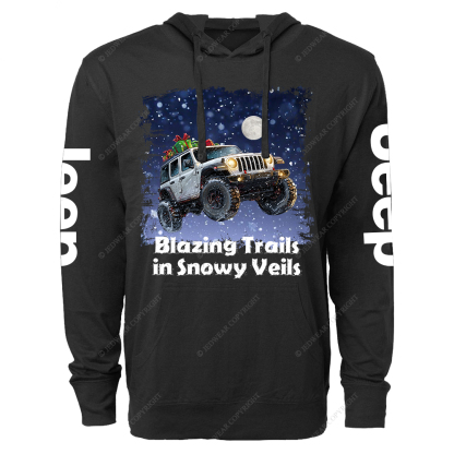 Blazing Trails In Snowy Veils Merry Christmas Jp Oversized Lightweight Hoodie   