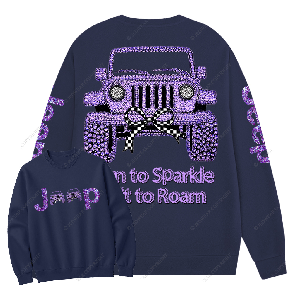 Girl Purple Car Bling Bling Jp Crew Neck Sweatshirt