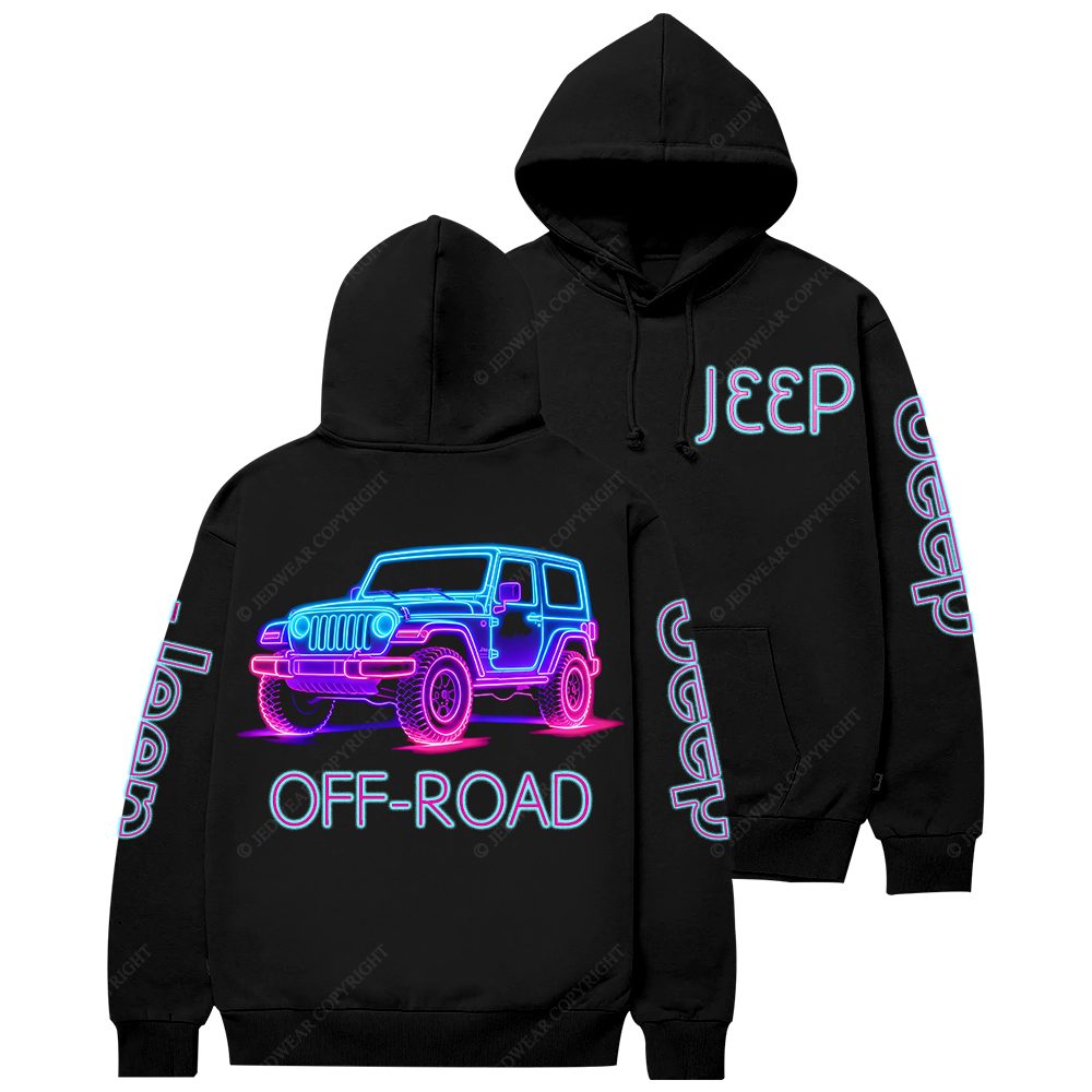 The Design With Neon Lines Outlining The Silhouette Of A Jp Casual Hoodie